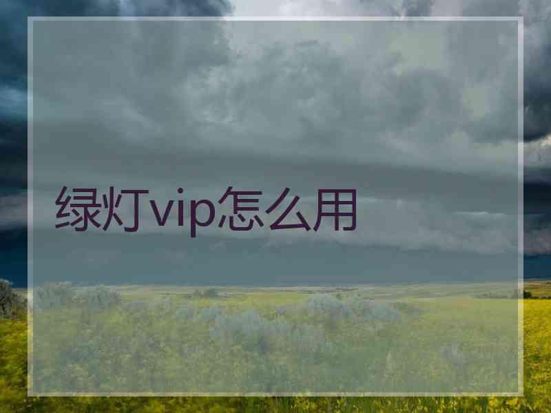 绿灯vip怎么用