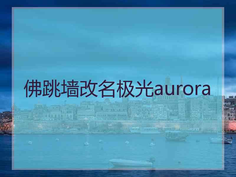 佛跳墙改名极光aurora