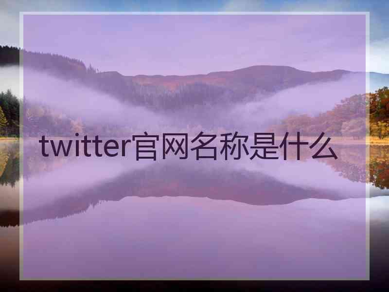 twitter官网名称是什么