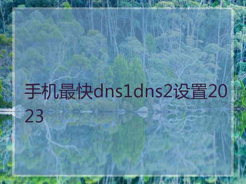 手机最快dns1dns2设置2023