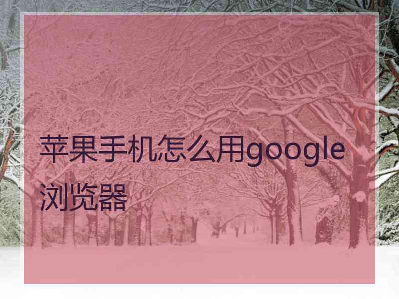 苹果手机怎么用google浏览器