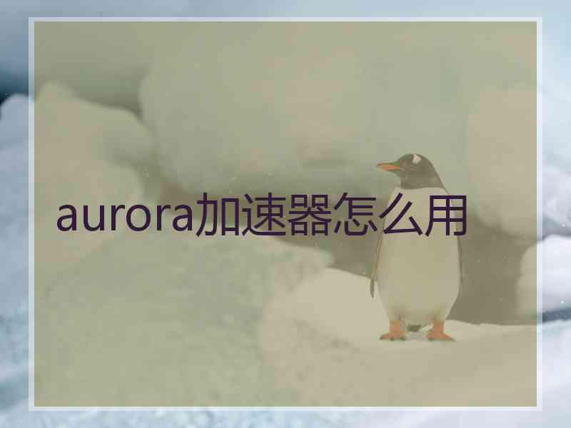 aurora加速器怎么用